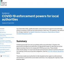 COVID-19 Enforcement Powers For Local Authorities - GOV UK